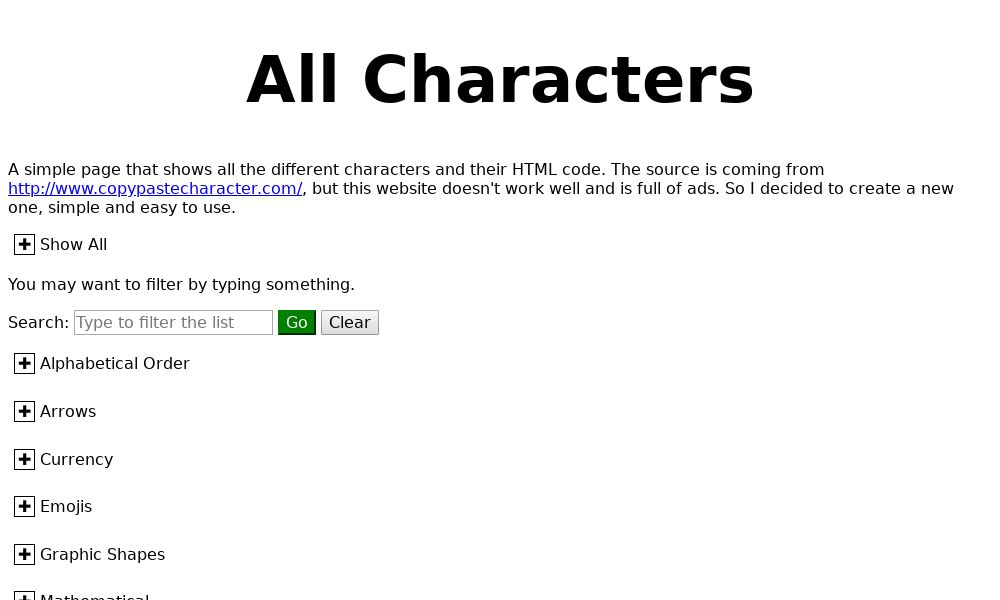 Screenshot of All Characters