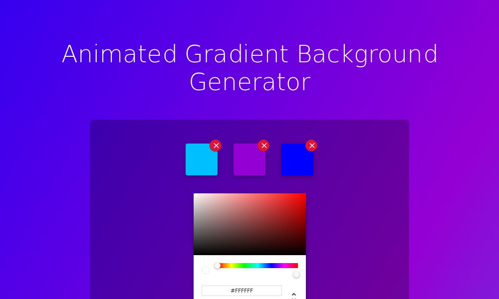Screenshot of Animated Gradient Background Generator