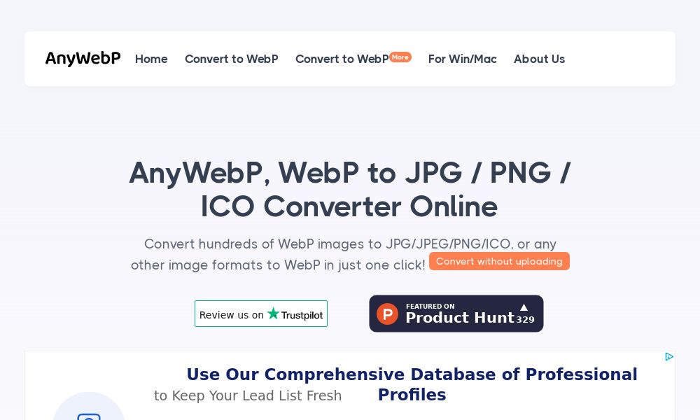 Screenshot of AnyWebP