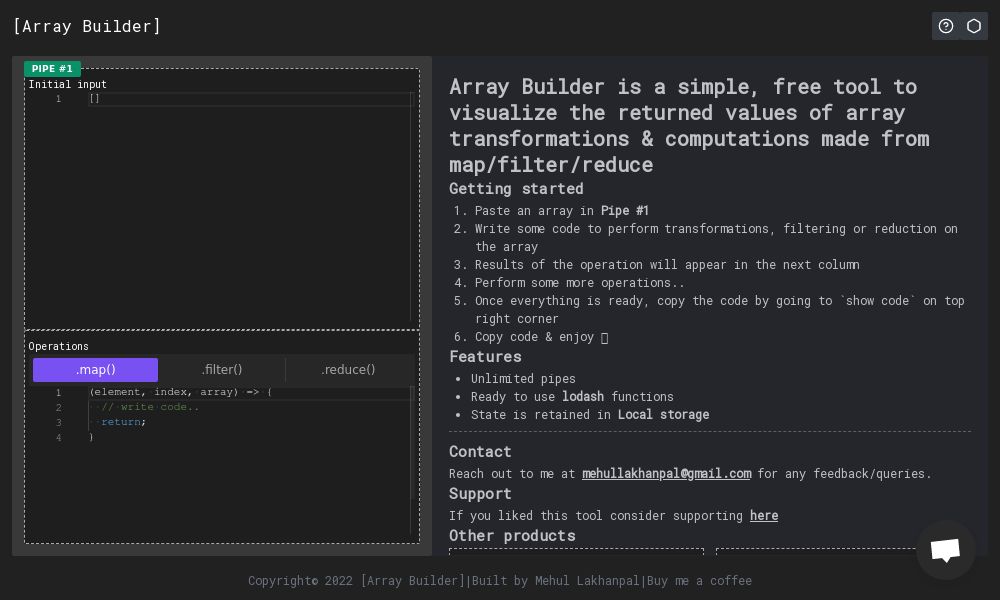 Screenshot of Array Builder