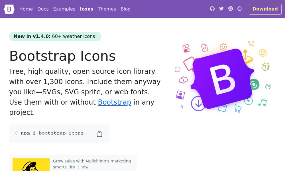Screenshot of Bootstrap Icons