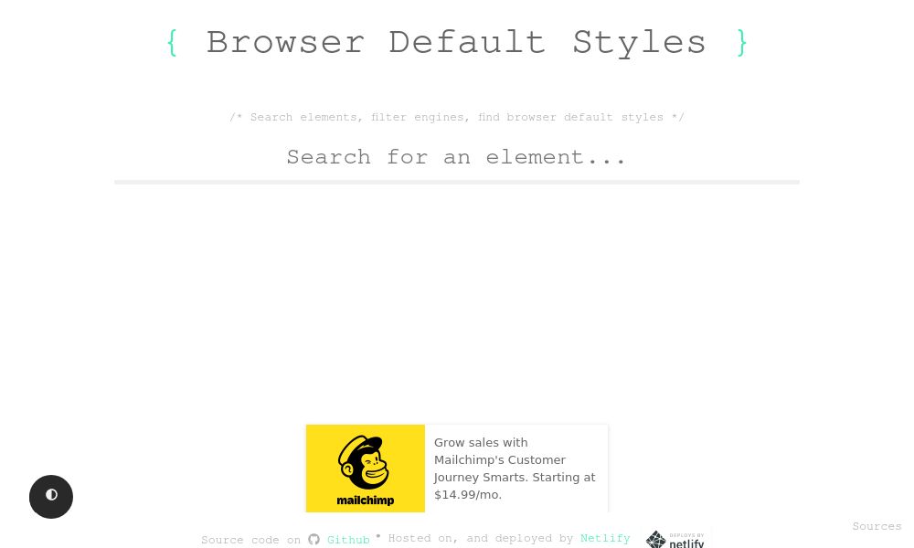 Screenshot of Browser Default Styles