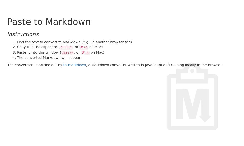 Screenshot of Clipboard2Markdown