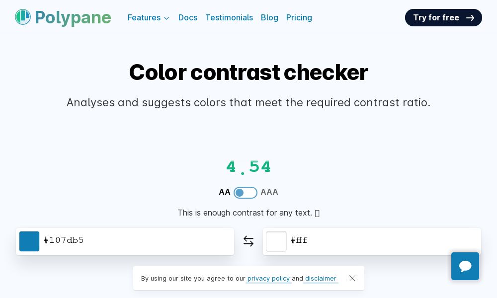 Screenshot of Color contrast checker