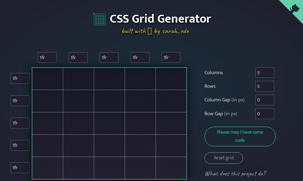 Screenshot of CSS Grid Generator