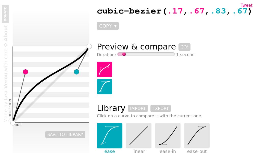 Screenshot of cubic-bezier