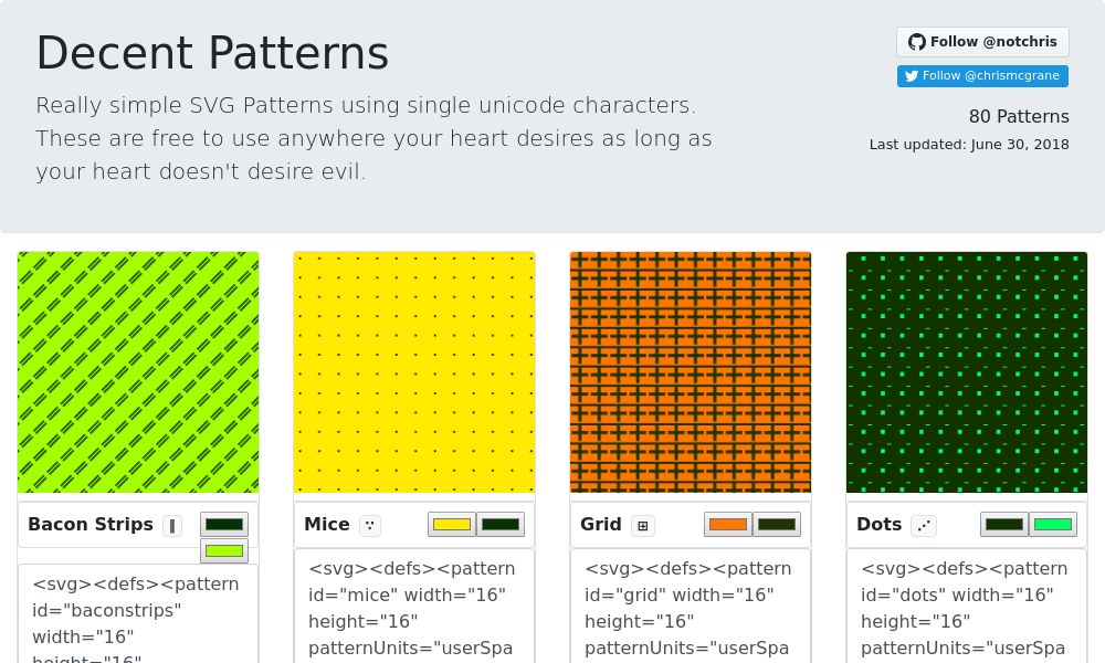 Screenshot of Decent Patterns