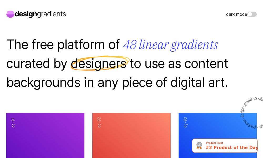 Screenshot of designgradients
