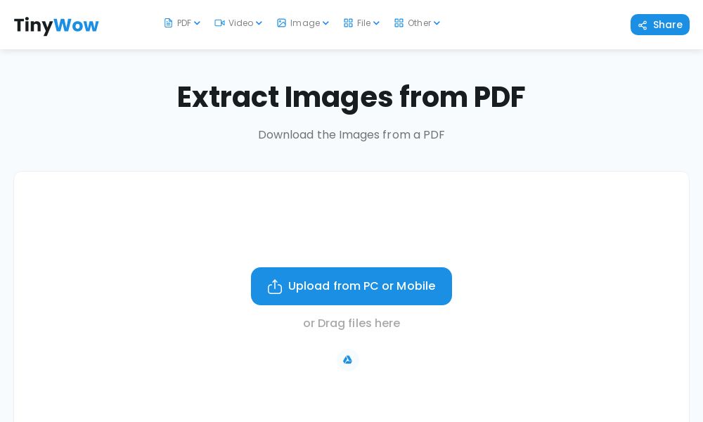 Screenshot of Extract images from PDF