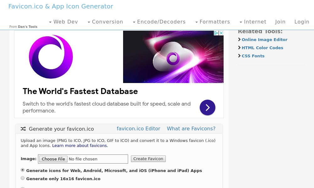 Screenshot of Favicon & App Icon Generator