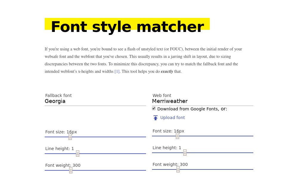 Screenshot of Font style matcher