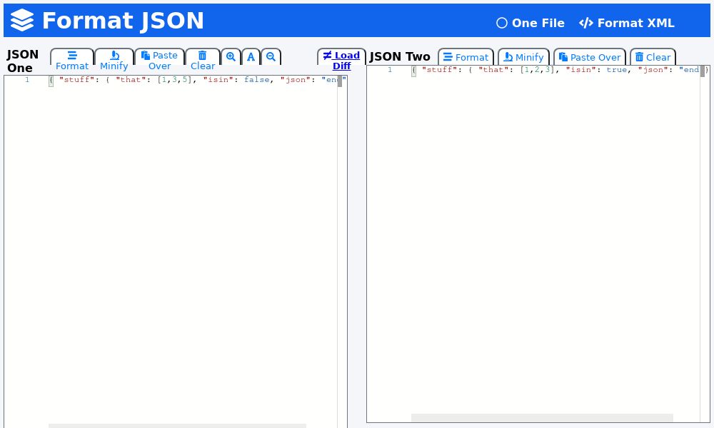 Screenshot of Format JSON