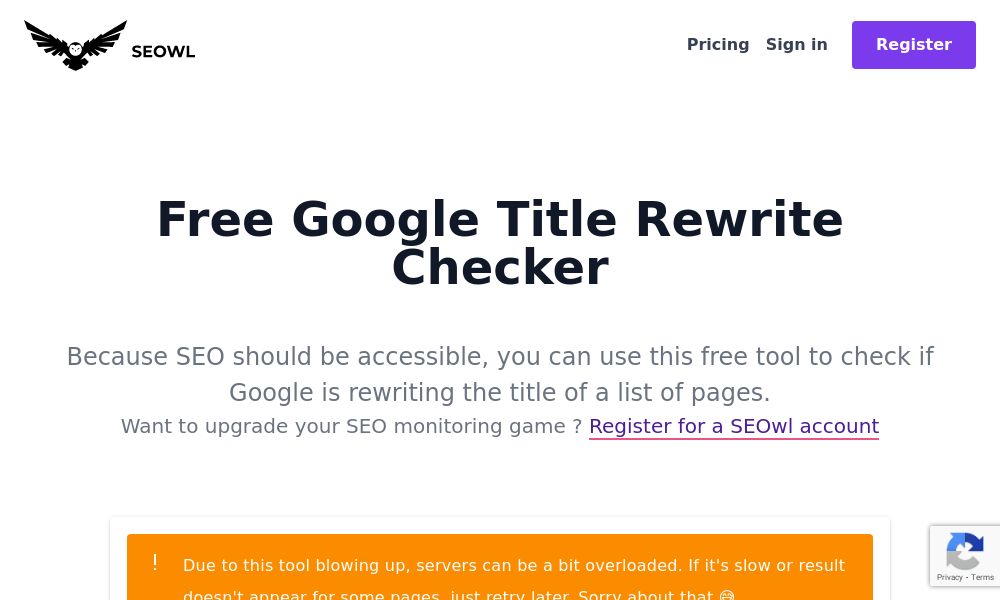 Screenshot of Google Title Rewrite Checker