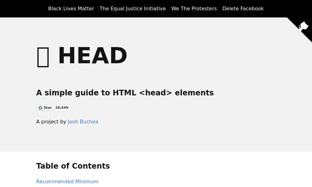 Screenshot of HTML5 <head> elements