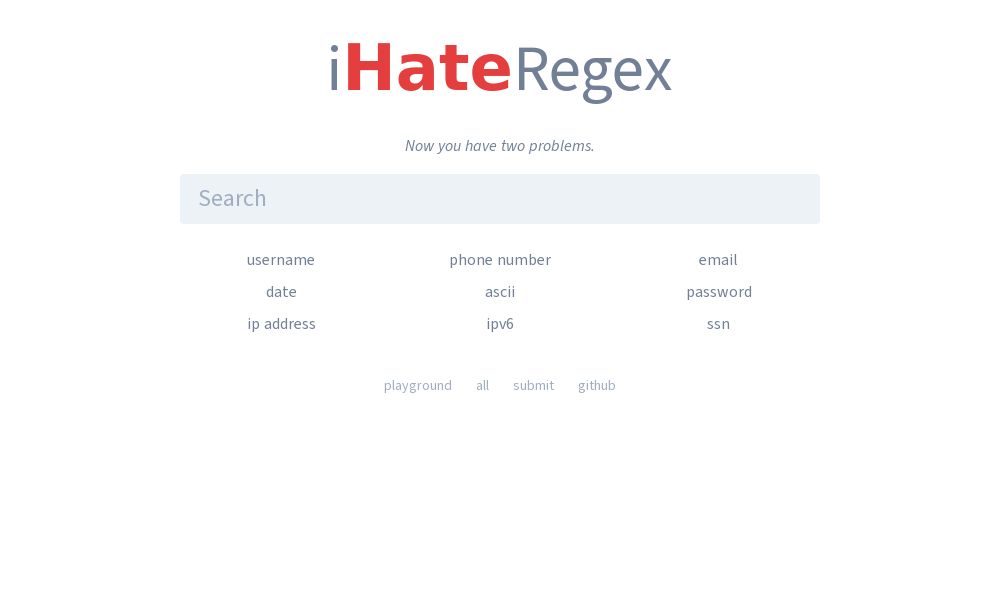 Screenshot of iHateRegex