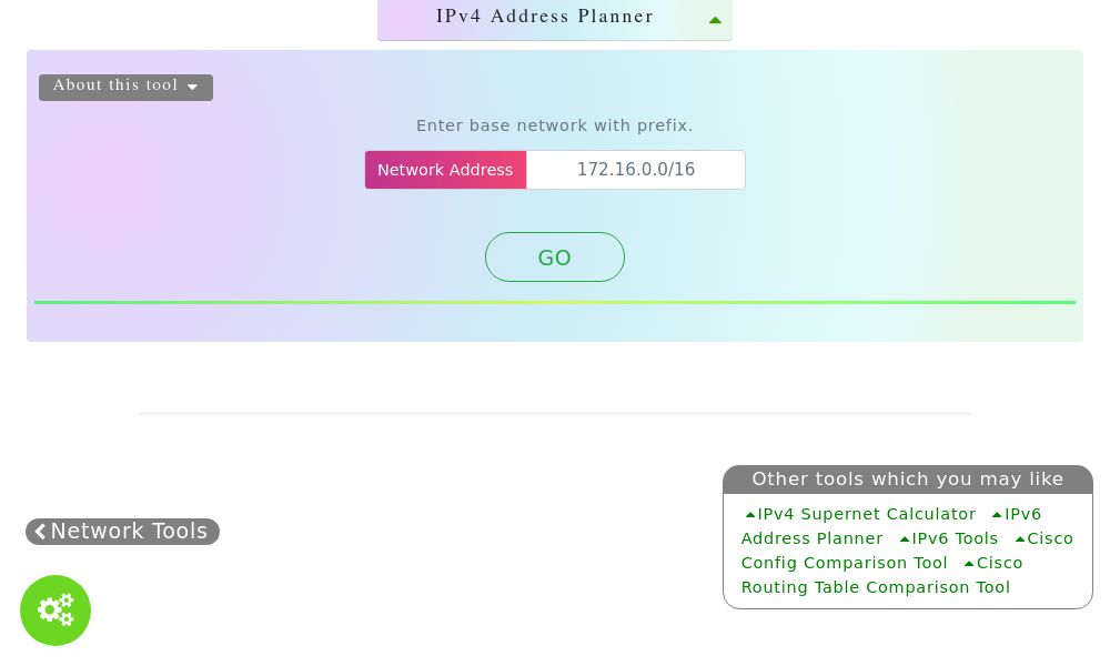 Screenshot of IPv4 Address Planner