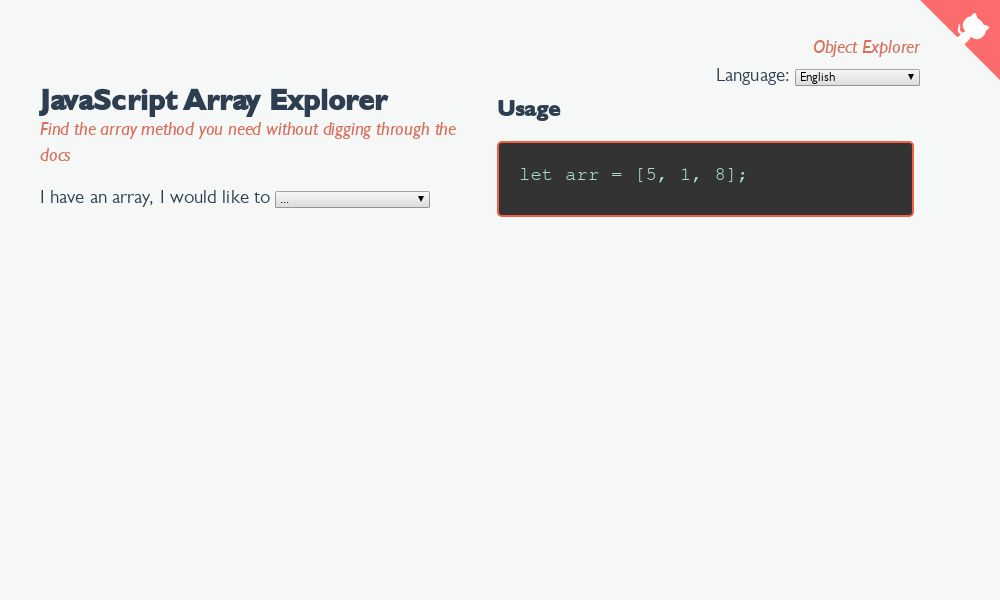 Screenshot of JavaScript Array Explorer