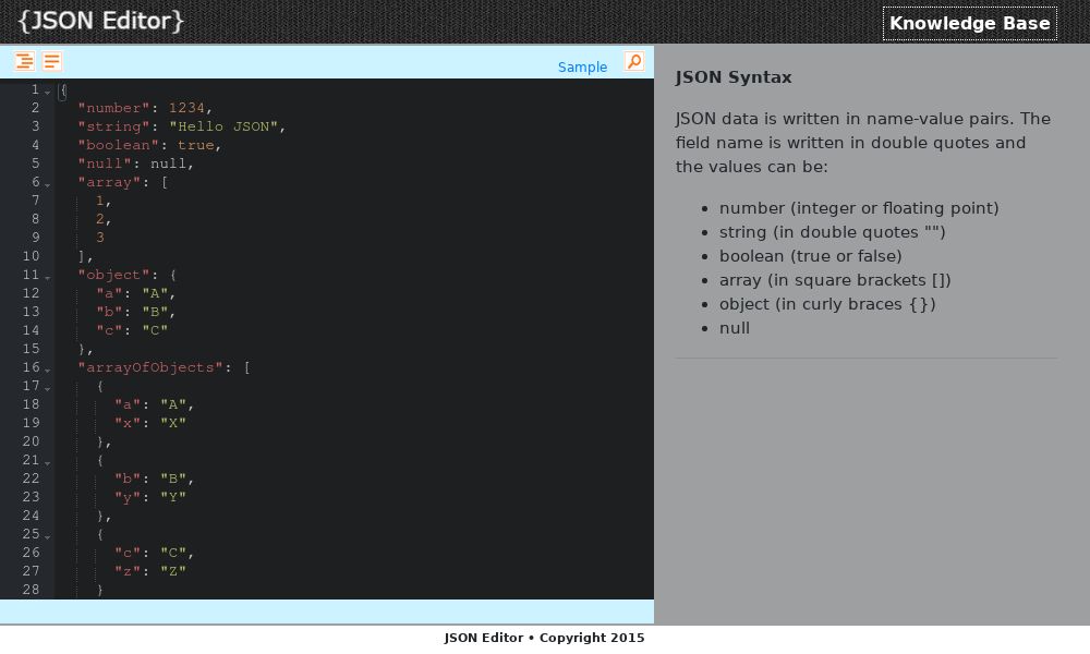 Screenshot of JSON Editor