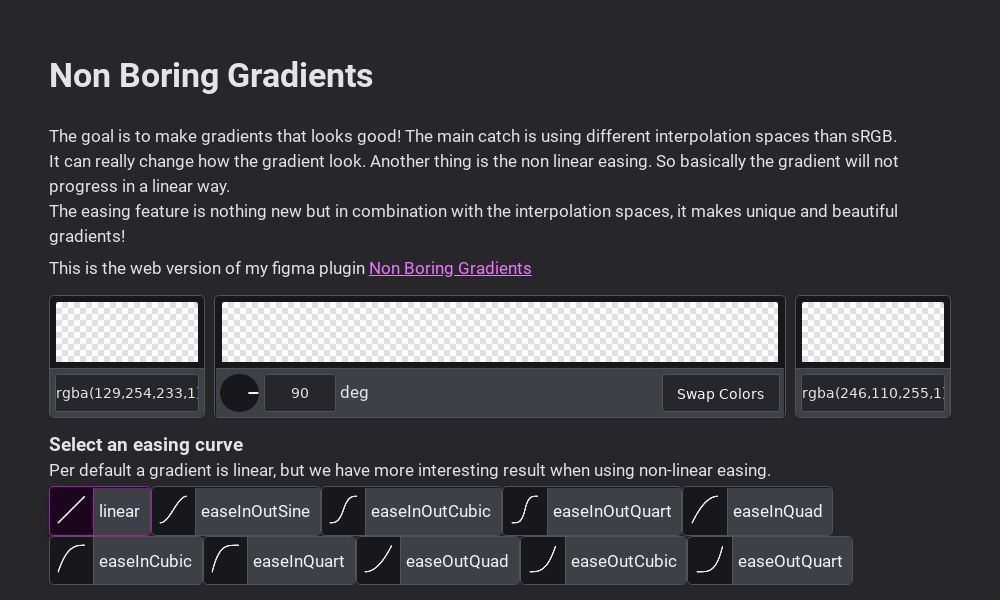 Screenshot of Non Boring Gradients