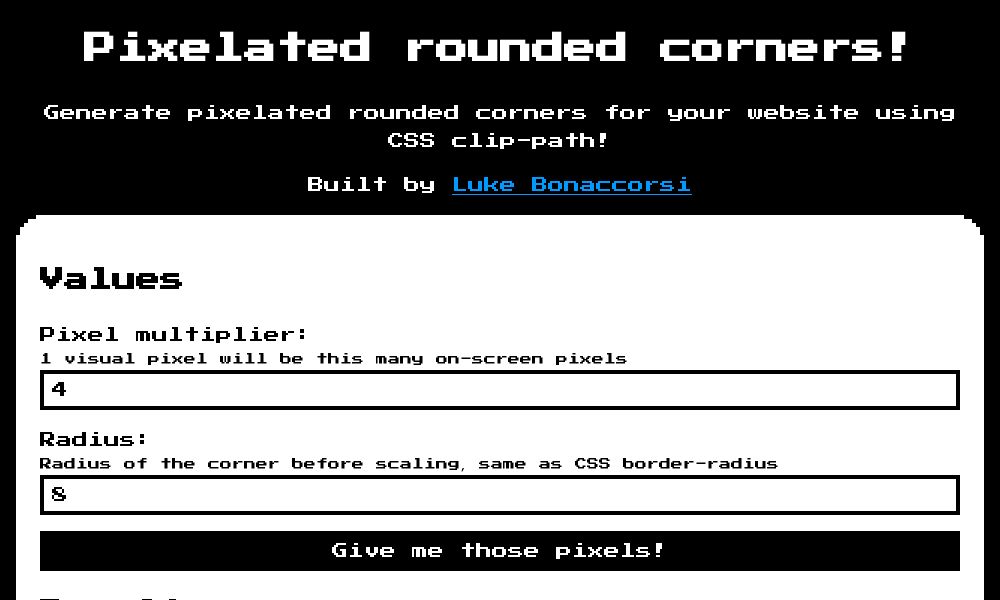 Screenshot of Pixelated rounded corners