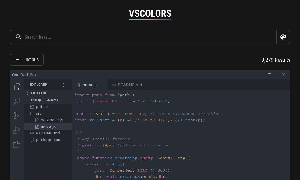 Screenshot of VSCOLORS