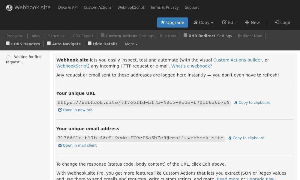 Screenshot of Webhook.site